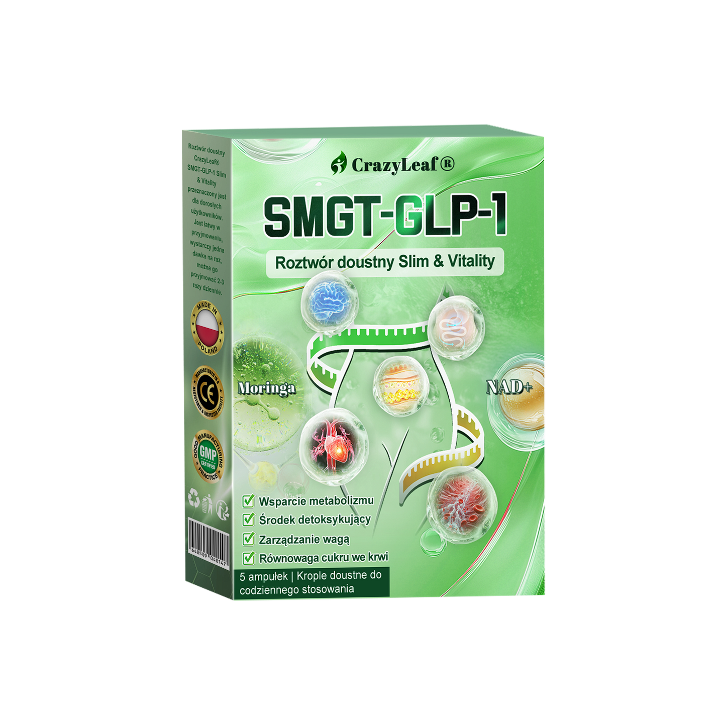 🏥 Klinicznie potwierdzone | CrazyLeaf® SMGT-GLP-1 Slim & Vitality – rozwiązanie doustne na uporczywy tłuszcz, ciśnienie, cukier, stłuszczenie wątroby, ból stawów, zmęczenie, niski poziom energii i zwiotczałą skórę. Lepsze zdrowie, więcej energii!
