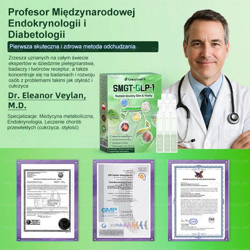 🏥 Klinicznie potwierdzone | CrazyLeaf® SMGT-GLP-1 Slim & Vitality – rozwiązanie doustne na uporczywy tłuszcz, ciśnienie, cukier, stłuszczenie wątroby, ból stawów, zmęczenie, niski poziom energii i zwiotczałą skórę. Lepsze zdrowie, więcej energii!