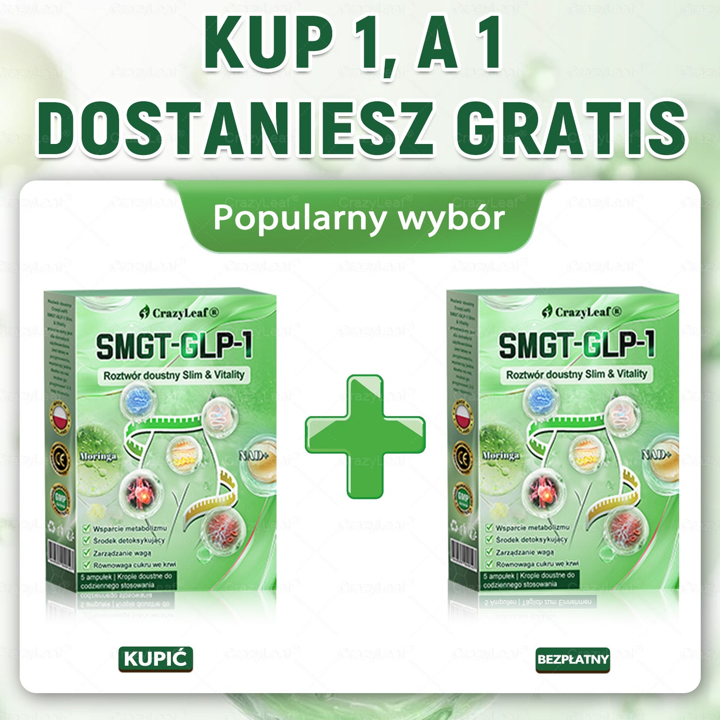 🏥 Klinicznie potwierdzone | CrazyLeaf® SMGT-GLP-1 Slim & Vitality – rozwiązanie doustne na uporczywy tłuszcz, ciśnienie, cukier, stłuszczenie wątroby, ból stawów, zmęczenie, niski poziom energii i zwiotczałą skórę. Lepsze zdrowie, więcej energii!